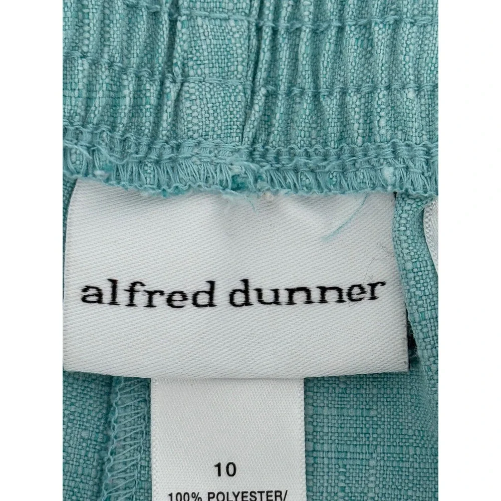 Alfred Dunner Womens Sz 10 Seafoam Green Textured Pull On Straight Leg Pants